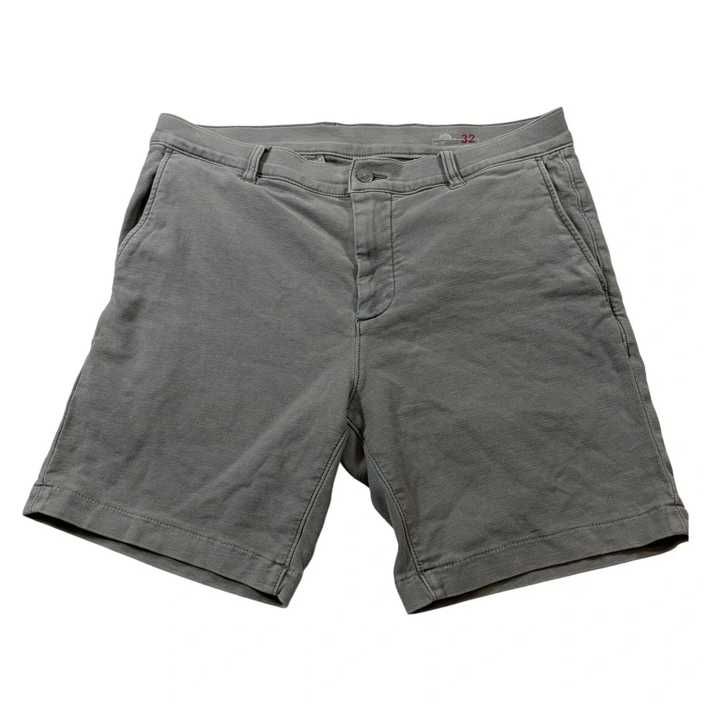 Faherty Brand Mens All Day Shorts Grey Flat Front Casual Beach Size 32
